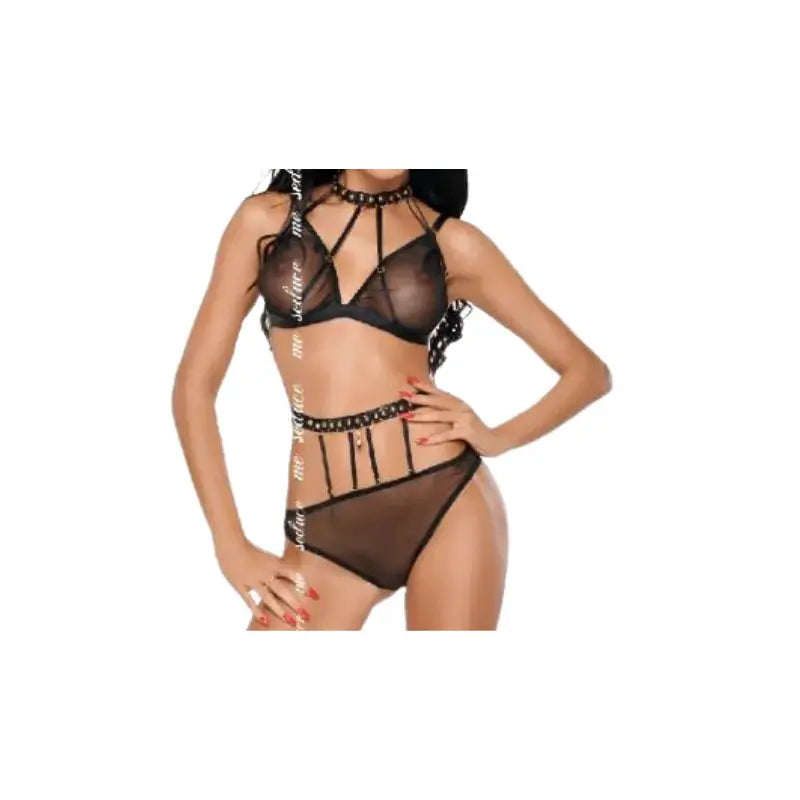 ensemble sexy dotty noir - Rouge Frisson, Boutique Erotique en Ligne