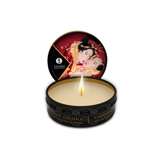 bougie de massage fraise champagne shunga - Rouge Frisson, Boutique Erotique en Ligne