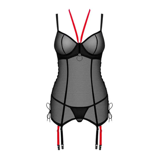 ensemble guepiere et string rumba - Rouge Frisson, Boutique Erotique en Ligne