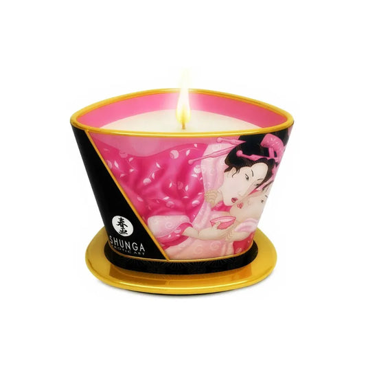 grande bougie de massage roses shunga - Rouge Frisson, Boutique Erotique en Ligne