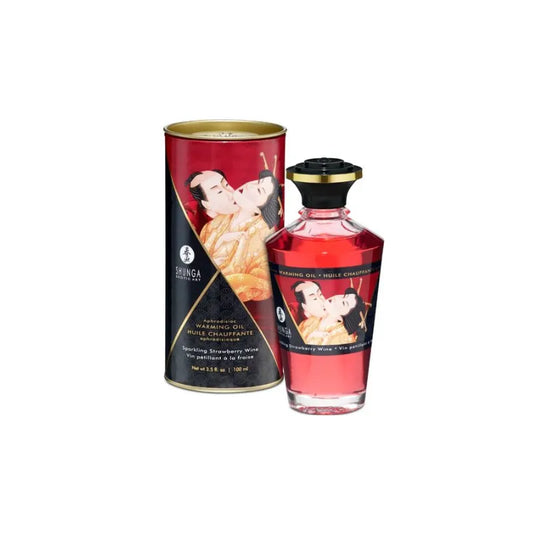 huile de massage chauffante fraise champagne shunga - Rouge Frisson, Boutique Erotique en Ligne